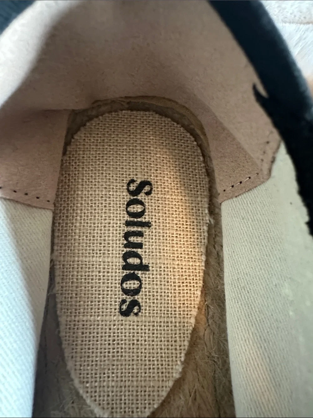 Soludos Black Canvas Slip-On Espadrilles with Natural Jute Trim